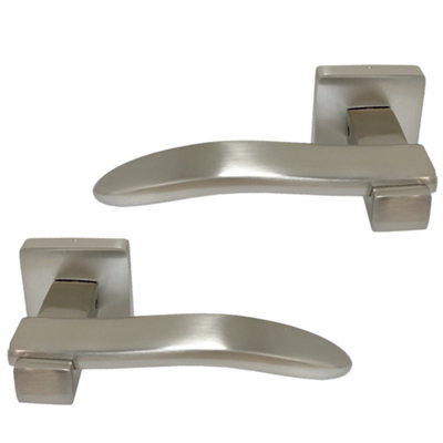 Intelligent Hardware - Internal Door Handle - Pair - Lever on Square Rose - Ava - Satin Chrome