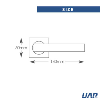 Intelligent Hardware - Internal Door Handle - Pair - Lever on Square Rose - Cambridge - Dual Finish - Polished Chrome/Satin Chrome