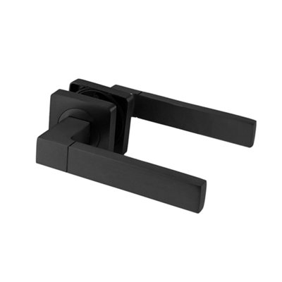 Intelligent Hardware - Internal Door Handle - Pair - Lever on Square Rose - Cube - Matt Black