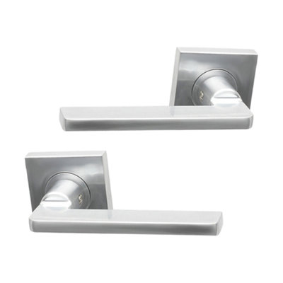 Intelligent Hardware - Internal Door Handle - Pair - Lever on Square Rose - Gemini - Polished Chrome