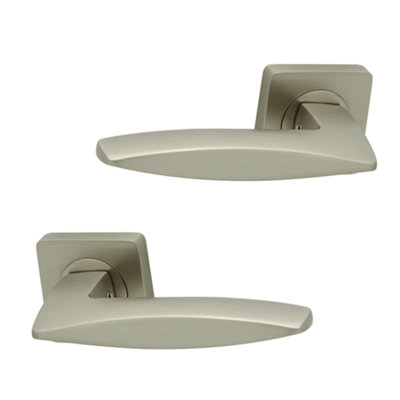 Intelligent Hardware - Internal Door Handle - Pair - Lever on Square Rose - Sable - Pearl Nickel