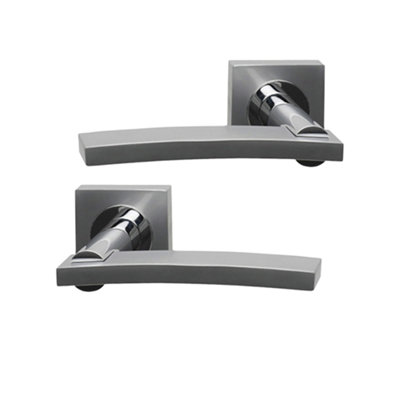 Intelligent Hardware - Internal Door Handle - Pair - Lever on Square Rose - Sienna - Dual Finish - Polished Chrome/Satin Chrome