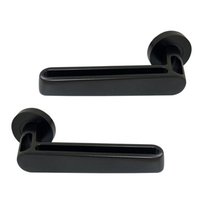 Intelligent Hardware - Internal Door Handle - Pair - Premium Lever on Round Rose - Lyra - Black