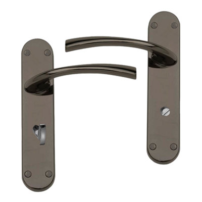 Intelligent Hardware - Internal Door Handle - Scimitar - Lever on Backplate - Lever Bathroom Furniture - Black Nickel