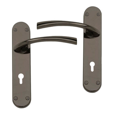 Intelligent Hardware - Internal Door Handle - Scimitar - Lever on Backplate - Lever Lock Furniture - Black Nickel Price Comparisons | Compare The Build