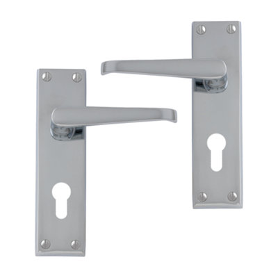 Intelligent Hardware - Internal Door Handle - Victorian Heavy Scroll - Lever on Backplate - Euro Lock Furniture -  Chrome