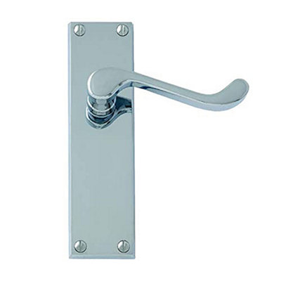 Intelligent Hardware - Internal Door Handle - Victorian Heavy Scroll - Lever on Backplate - Lever Latch Furniture -  Chrome