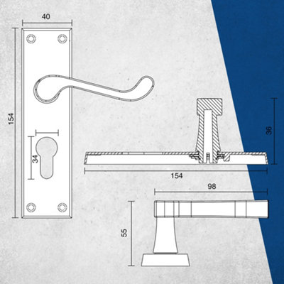 Intelligent Hardware - Internal Door Handle - Victorian Heavy Scroll - Lever on Backplate - Lever Latch Furniture -  Chrome