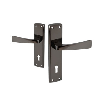 Intelligent Hardware - Ritz Internal Door Handle - Lever Lock Backplate - Premium Black Nickel Finish - Stylish & Durable