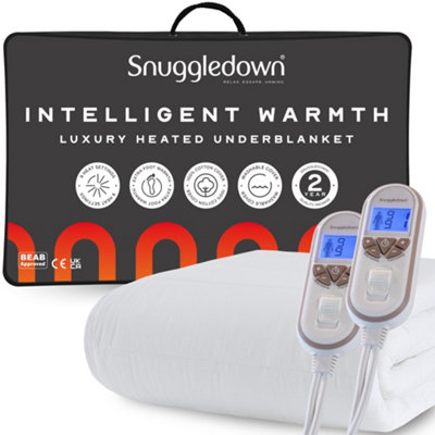 Intelligent Warmth Electric Blanket 9 Heat-Settings Luxury Heated 100% ...