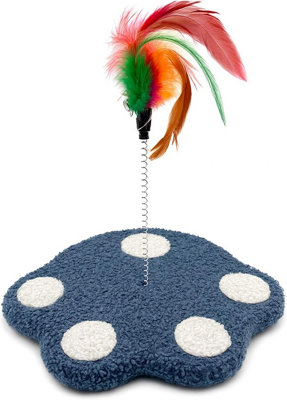 Interactive Cat Feather Teaser Toy Weighted Plush Paw Base Bell ...