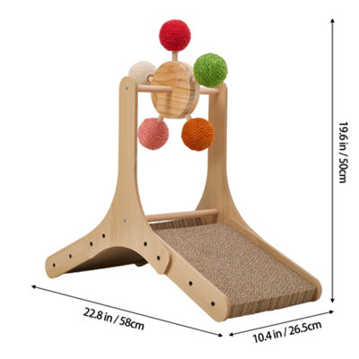 Interactive Rotating Cat Scratcher with 5 Colorful Sisal Balls, 58 cm W ...
