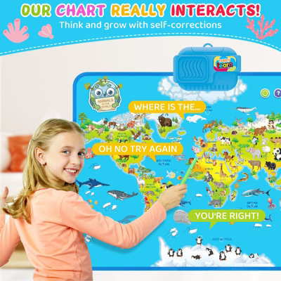 Interactive Talking World Animal Map for Kids 105 plus Animal Sounds ...