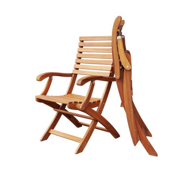 Interbuild Casino Fold Arm Chair Golden Teak Finish Foldable 2-Piece Set