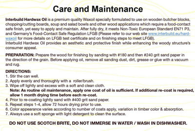 INTERBUILD REAL WOOD worktop Oil 0% VOC 250ml Dark Walnut Hardwax Oil, Food  Contact Safe for Wooden Furniture