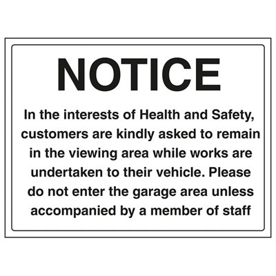 Interest Of Health & Safety Notice Sign - Rigid Plastic 600x450mm (x3)