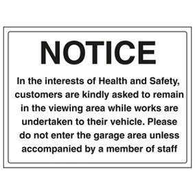 Interest Of Health & Safety Notice Sign - Rigid Plastic 600x450mm (x3)