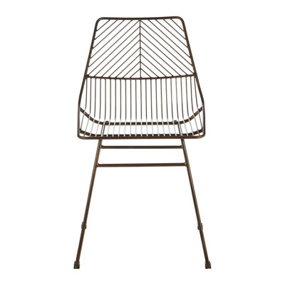 Interioirs by Premier Comfortable Small Bronze Metal Wire Chair, Metal Chair for Kitchen, Outdoor Tapered Metal Chair for Patio