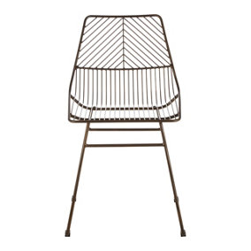 Interioirs by Premier Comfortable Small Bronze Metal Wire Chair, Metal Chair for Kitchen, Outdoor Tapered Metal Chair for Patio