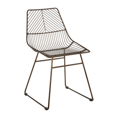 Interioirs by Premier Comfortable Small Bronze Metal Wire Chair, Metal Chair for Kitchen, Outdoor Tapered Metal Chair for Patio