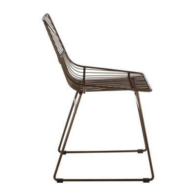 Interioirs by Premier Comfortable Small Bronze Metal Wire Chair, Metal Chair for Kitchen, Outdoor Tapered Metal Chair for Patio