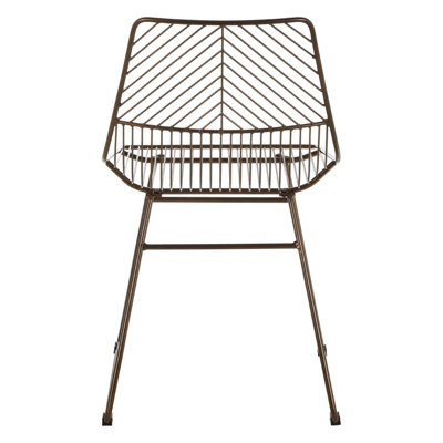 Interioirs by Premier Comfortable Small Bronze Metal Wire Chair, Metal Chair for Kitchen, Outdoor Tapered Metal Chair for Patio