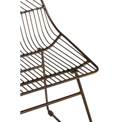 Interioirs by Premier Comfortable Small Bronze Metal Wire Chair, Metal Chair for Kitchen, Outdoor Tapered Metal Chair for Patio
