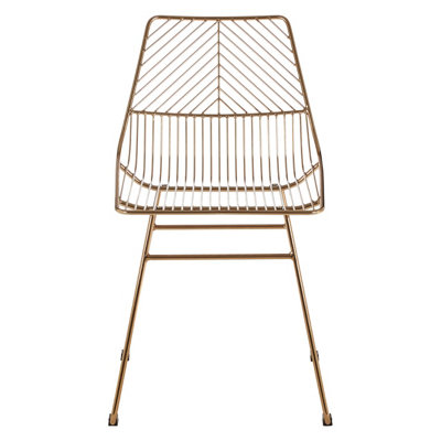 Interioirs by Premier Comfortable Small Gold Metal Wire Chair, Sturdy Metal Chair for Kitchen, Outdoor Tapered Chair for Patio