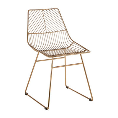 Interioirs by Premier Comfortable Small Gold Metal Wire Chair, Sturdy Metal Chair for Kitchen, Outdoor Tapered Chair for Patio