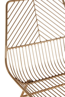Interioirs by Premier Comfortable Small Gold Metal Wire Chair, Sturdy Metal Chair for Kitchen, Outdoor Tapered Chair for Patio