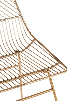 Interioirs by Premier Comfortable Small Gold Metal Wire Chair, Sturdy Metal Chair for Kitchen, Outdoor Tapered Chair for Patio