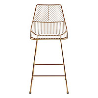 Interioirs by Premier Gold Metal Wire Bar Chair, Sturdy Metal Chair for Bar, Breakfast Wire Chair for Home