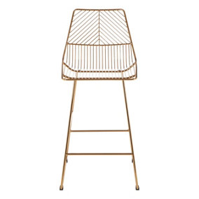 Interioirs by Premier Gold Metal Wire Bar Chair, Sturdy Metal Chair for Bar, Breakfast Wire Chair for Home