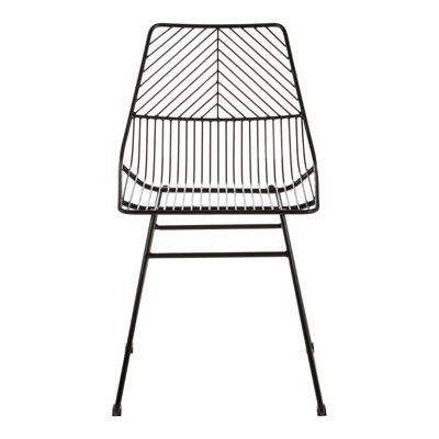 Interioirs by Premier Small Black Metal Wire Chair, Comfortable Metal Chair for Kitchen, Outdoor Tapered Metal Chair for Patio