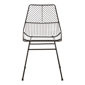 Interioirs by Premier Small Black Metal Wire Chair, Comfortable Metal Chair for Kitchen, Outdoor Tapered Metal Chair for Patio