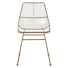Interioirs by Premier Small Gold Metal Wire Chair, Sturdy Metal Chair for Kitchen, Outdoor Tapered Metal Chair for Patio, Lawn