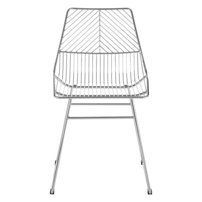 Interioirs by Premier Sturdy Small Chrome Metal Wire Chair, Metal Chair for Kitchen, Outdoor Tapered Metal Chair for Patio, Lawn