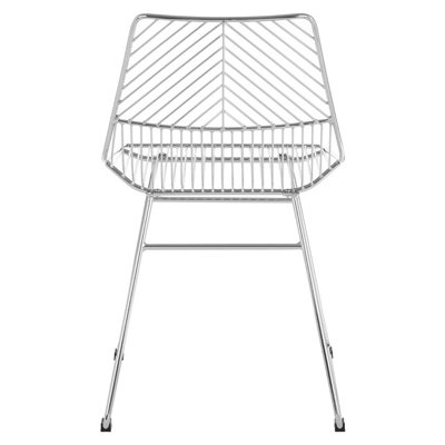 Interioirs by Premier Sturdy Small Chrome Metal Wire Chair, Metal Chair for Kitchen, Outdoor Tapered Metal Chair for Patio, Lawn