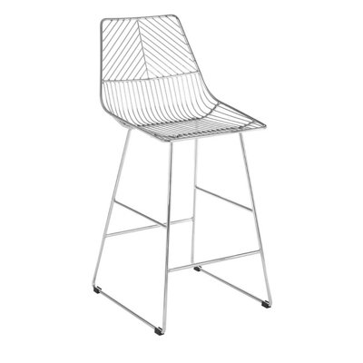 Interioirs by Premier Wire Design Chrome Metal Wire Bar Chair, Metal Chair for Bar, Supportive Breakfast Wire Chair for Home