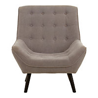 Interior by Premier Grey Curved Chair, Highback Velvet Buttoned Chair, Long-lasting Velvet High-back Dining Chair