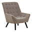 Interior by Premier Grey Curved Chair, Highback Velvet Buttoned Chair, Long-lasting Velvet High-back Dining Chair