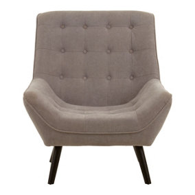 Interior by Premier Versatile Grey Curved Chair, Highback Velvet Buttoned Chair, Lightweight Velvet High-back Dining Chair