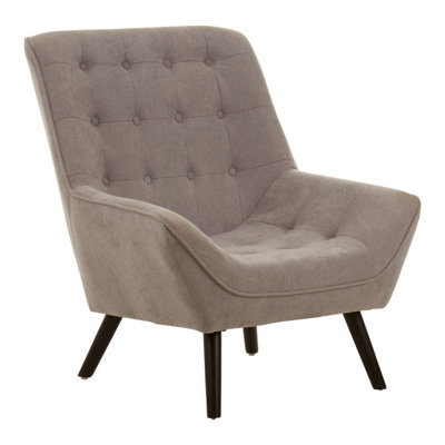Interior by Premier Versatile Grey Curved Chair, Highback Velvet Buttoned Chair, Lightweight Velvet High-back Dining Chair