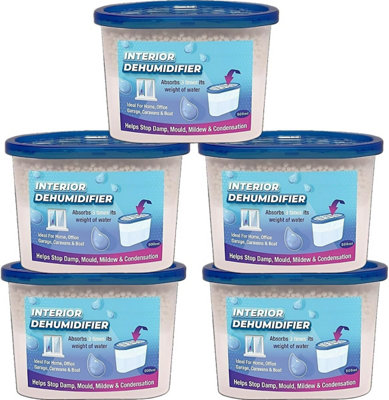 Interior Dehumidifier Damp Moisture 500ml - Pack of 5