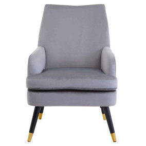 Interiors by Grey Velvet Armchair, Built to Last Lounge Chair, Easy to Maintain Velvet Chair, Reliable Armchair