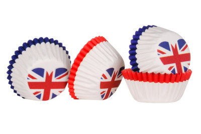 Interiors By Premier 100Pcs Mini Cupcake Cases Paper, Union Jack Heart ...