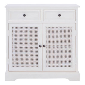 Interiors by Premier 2 Drawer Ivory Sideboard Cabinet, Pine Wood Storage Side Board for Kitchen, Dinning Room, Hallway, & Office