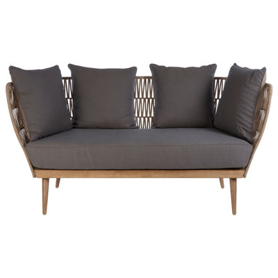 Interiors by Premier 2 Seat Rope Sofa,  Sustainable Rope Garden Sofa, Easy to Clean Grey Outdoor Sofa, Back & Armrest Rope Sofa