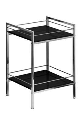 Interiors by Premier 2 Tier Black High Gloss Shelf Unit, Modern Black Shelving Unit, Open Design Small Shelving Unit, Storage Unit