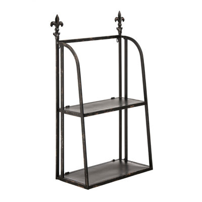 Interiors by Premier 2 Tier Black Metal Wall Mountable Shelf Unit